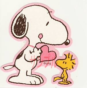 スヌーピー・ダイカットステッカー（ピンク）