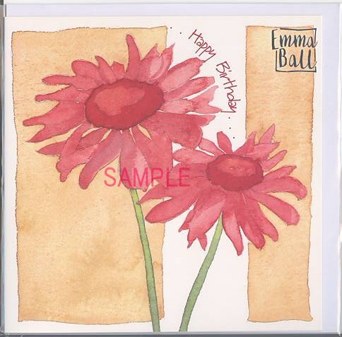 square card-誕生日赤花2輪