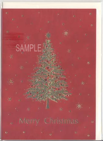 X'masフォーマルカード（封筒付）「ツリー：ベルベット赤」