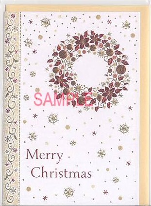 X'masフォーマルカード（封筒付）「リース・赤金」