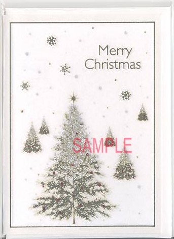 ベルベットX'masカード（封筒付）「ツリー：白赤」