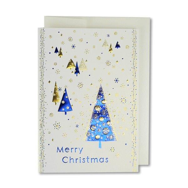 X'masフォーマルカード（封筒付）「青金ツリー」