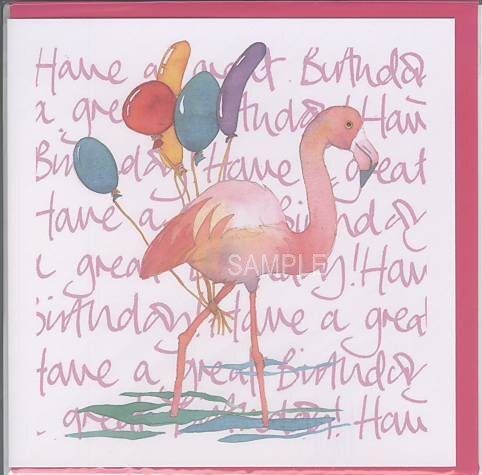 square card-誕生日フラミンゴ
