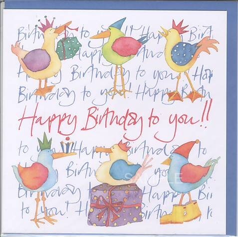 square card-誕生日鳥6羽