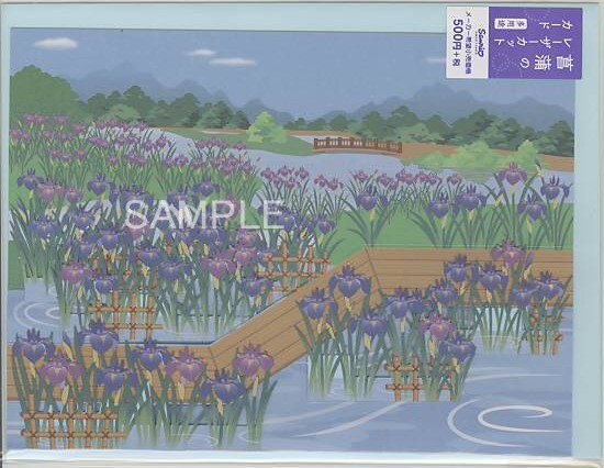 レーザーカット夏カード「菖蒲」（封筒付）